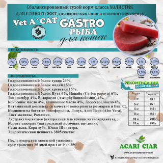 Корм Vet  A`Cat  Holistic Gastro Fish для кошек